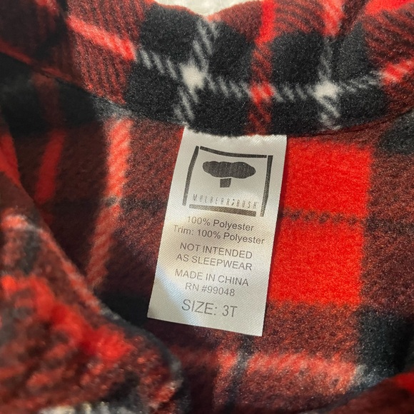 Girl’s Red and Black Tartan Pea Coat - Picture 2 of 6